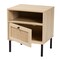 Baxton Studio Caterina MidCentury Transitional Natural Brown Finished Wood and Natural Rattan 1Door Nightstand 220-12861-ZORO - alternate 6